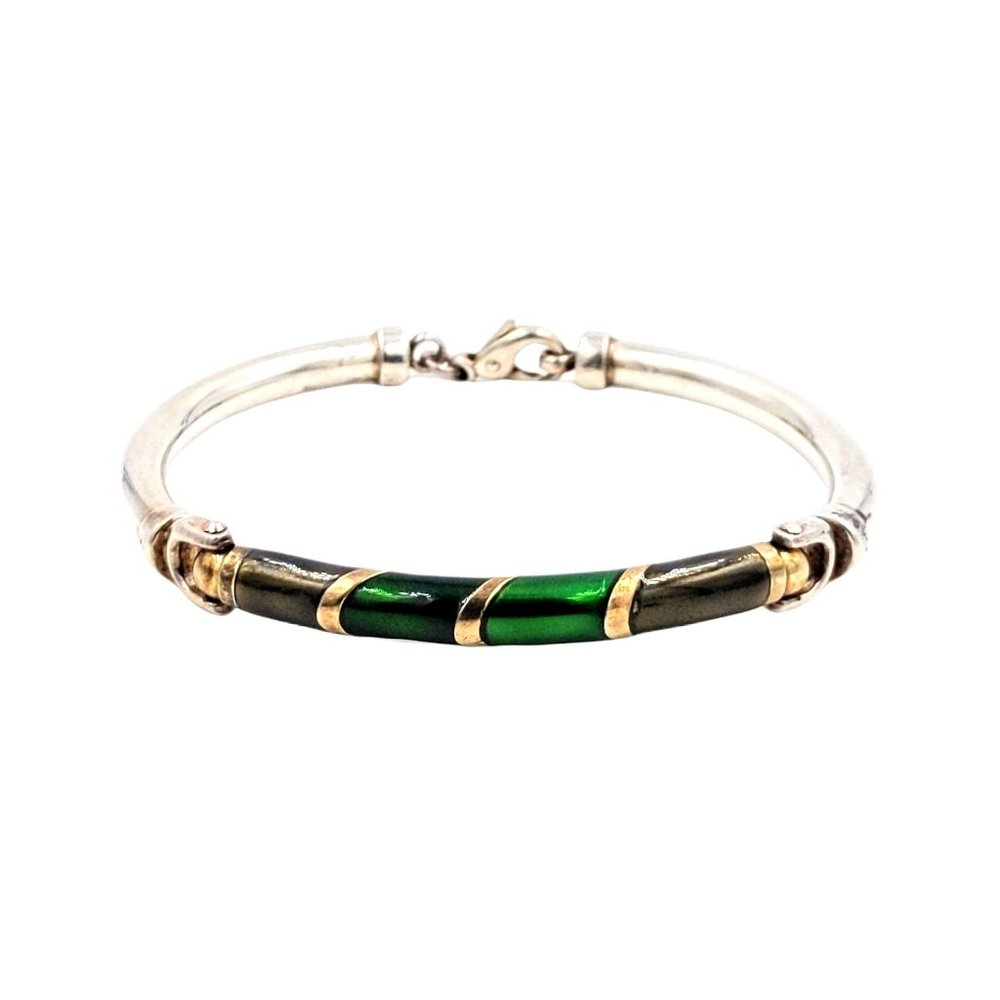 Gaston Lebo Bracelet, Vintage Enamel Sterling Gaston Lebo Bangle, Italian 925 Cl